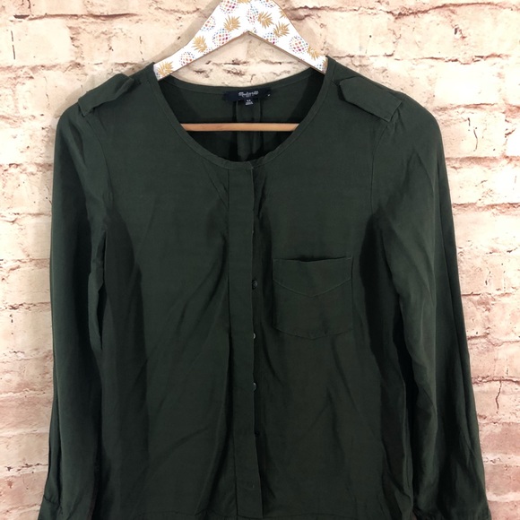 Madewell Long Sleeve Green Tunic Dress - Picture 3 of 8